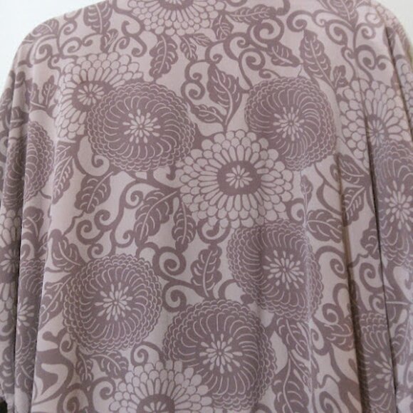 SOFT SURROUNDINGS Silk Open Front House Robe Floral Kimono Duster Boho Cover Up - Picture 4 of 13